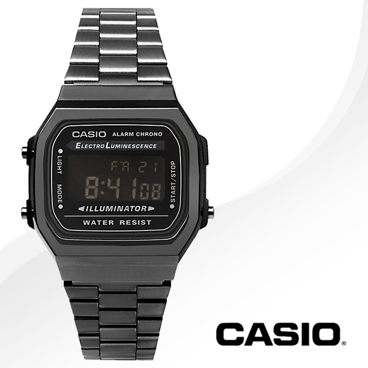 카시오(CASIO) A168WGG-1B 남성시계 블랙크롬도금 메탈 손목시계