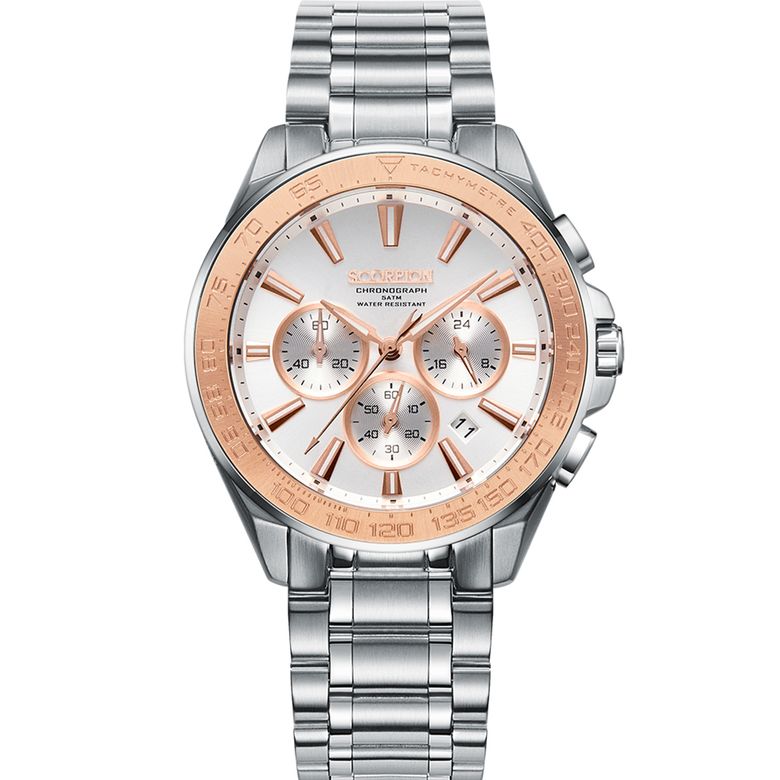 Alecto 크로노그래프 메탈시계 SP3340M-WRG
