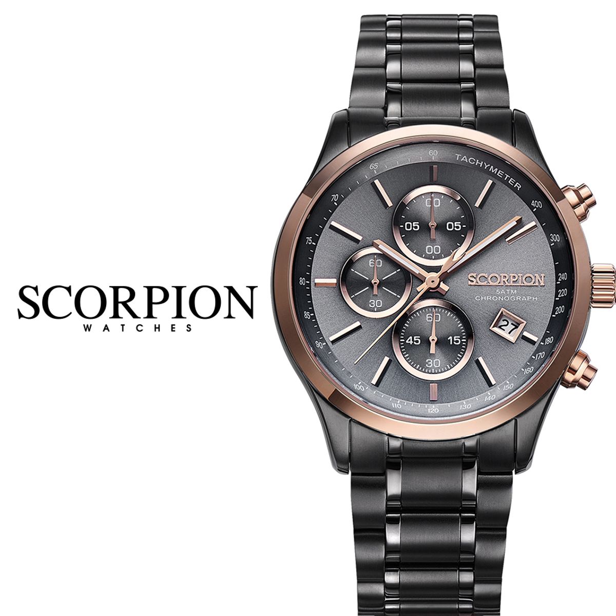 스콜피온(SCORPION) Maat 크로노그래프 메탈시계 SP3347M-GRG