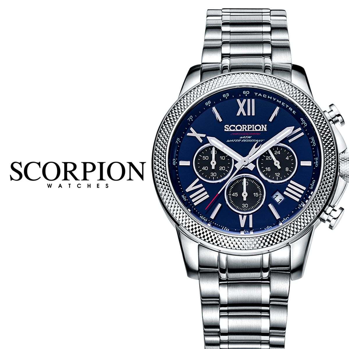 스콜피온(SCORPION) Heka 크로노그래프 메탈시계 SP3342M-BU