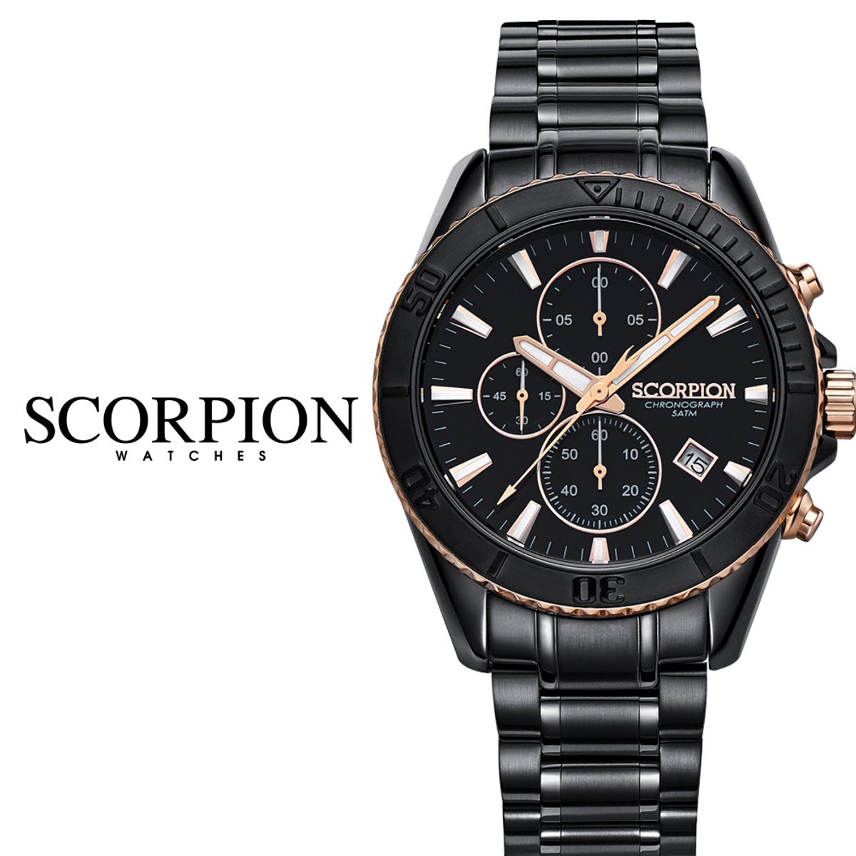 스콜피온(SCORPION) Amun 크로노그래프 메탈시계 SP3314M-BKG