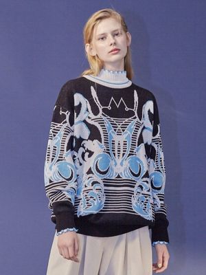 ELE SWAN 라운드넥 풀오버/블랙