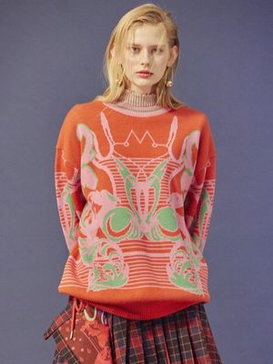 ELE SWAN 라운드넥 풀오버/레드