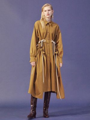 스트링 플라이 셔츠 드레스/카멜