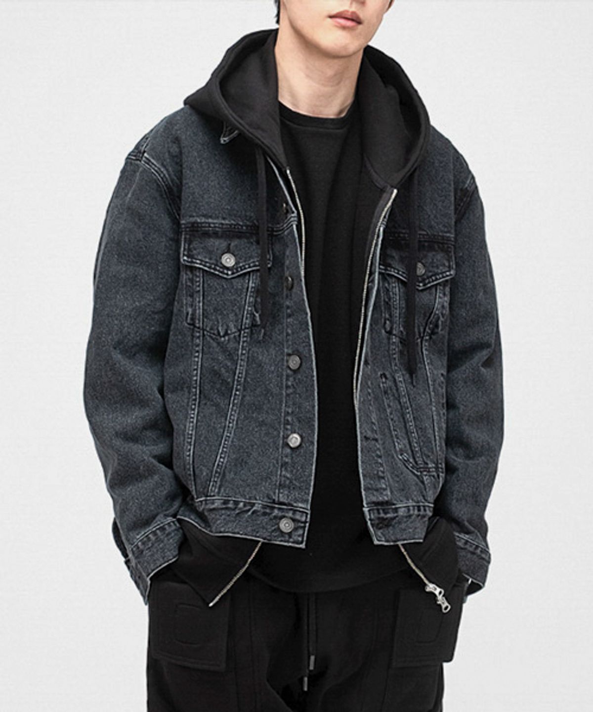 브랜디드(BRANDED) 2001 SLOW WORKER DENIM WASH JACKET [BLACK INDIGO]