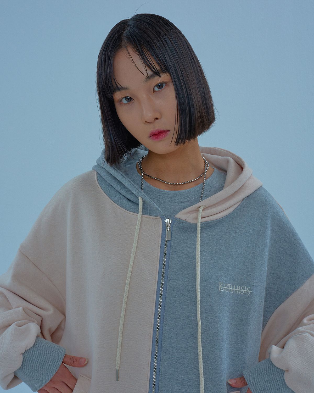 카타르시스(KATHARSIS) 롱 후드집업(베이지)_FREE