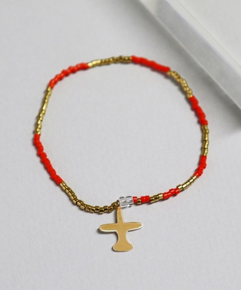 Airplane Motives 18k gold beads bracelet 비행기 모티브 18k 골드 비즈팔찌