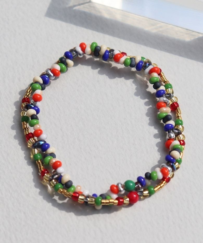 Double ethnic color beads Bracelet 에스닉 컬러 이중 비즈팔찌