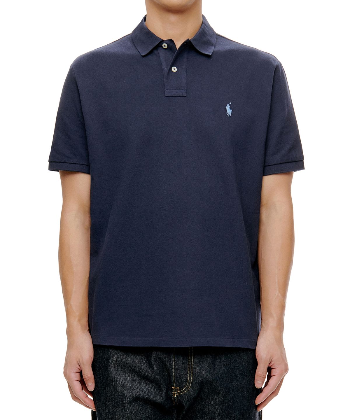 폴로 랄프 로렌(POLO RALPH LAUREN) 커스텀 슬림핏 메시 폴로 셔츠 - 네이비