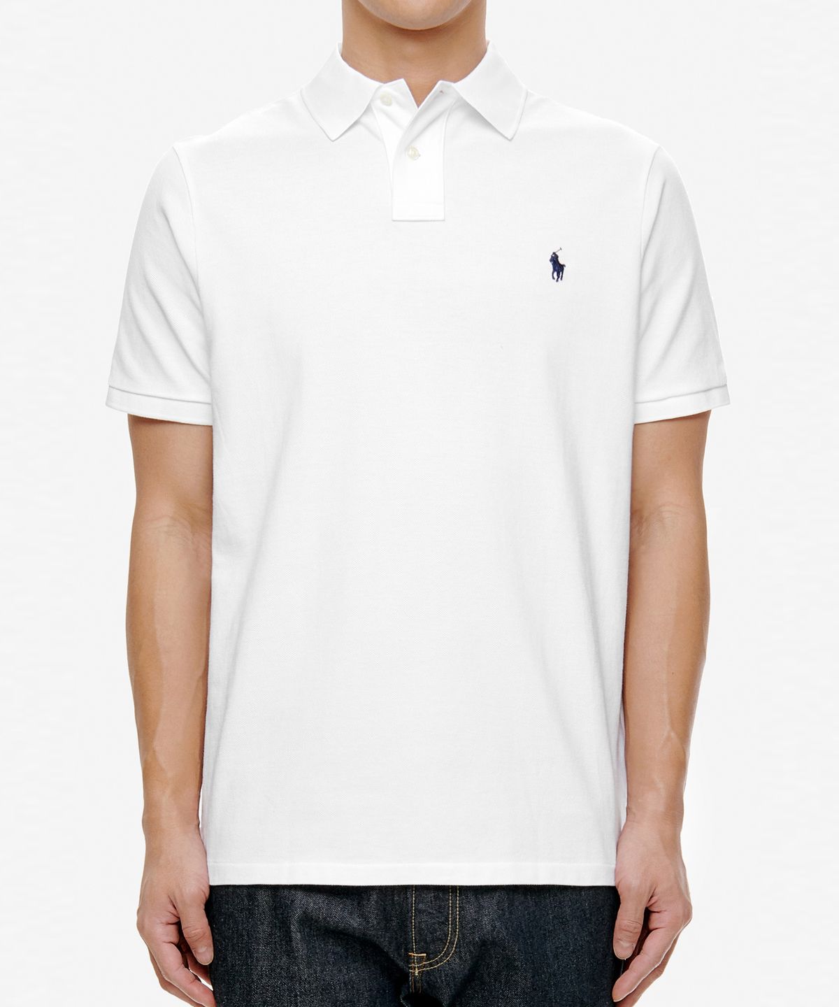 폴로 랄프 로렌(POLO RALPH LAUREN) 커스텀 슬림 핏 메시 폴로 - 화이트