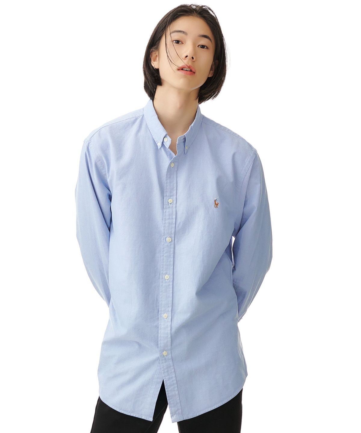 폴로 랄프 로렌(POLO RALPH LAUREN) 슬림 핏 옥스포드 셔츠 - 블루