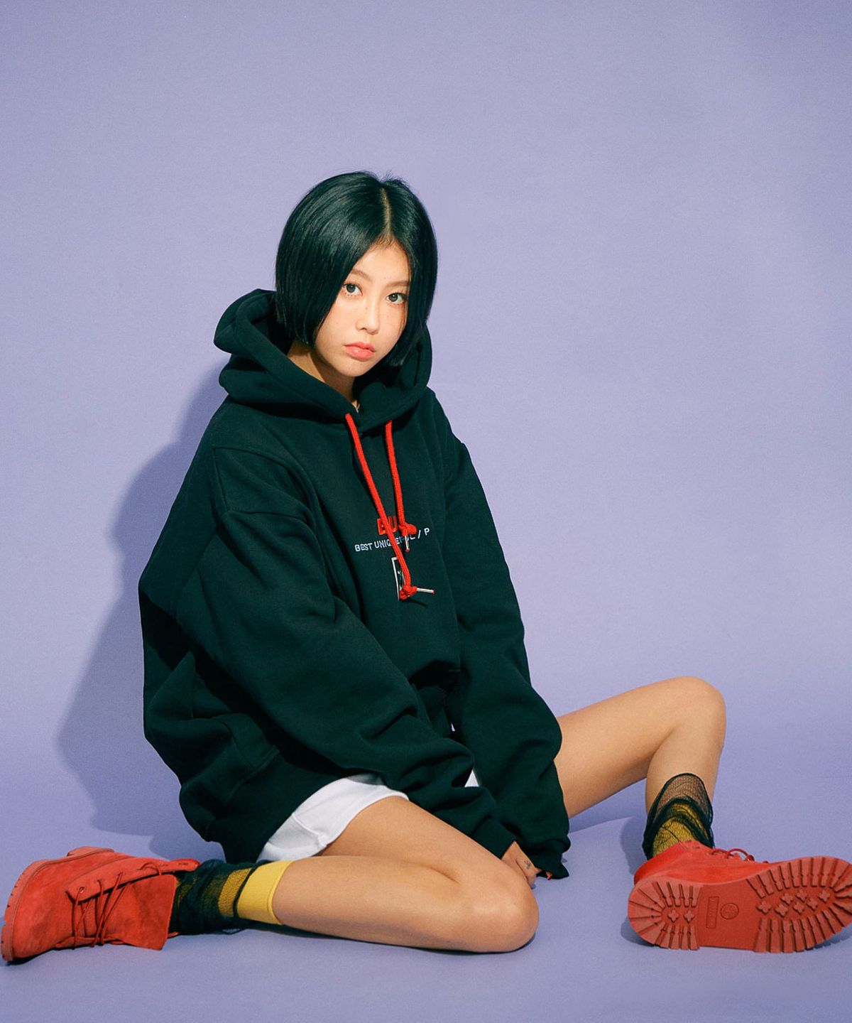 비유비피(BUBP) 시그니쳐 오버핏 후드티_블랙