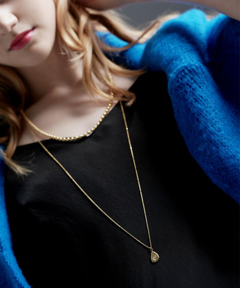 Long Chain carve Necklace 물방울 팬던트 이니셜 각인 롱목걸이