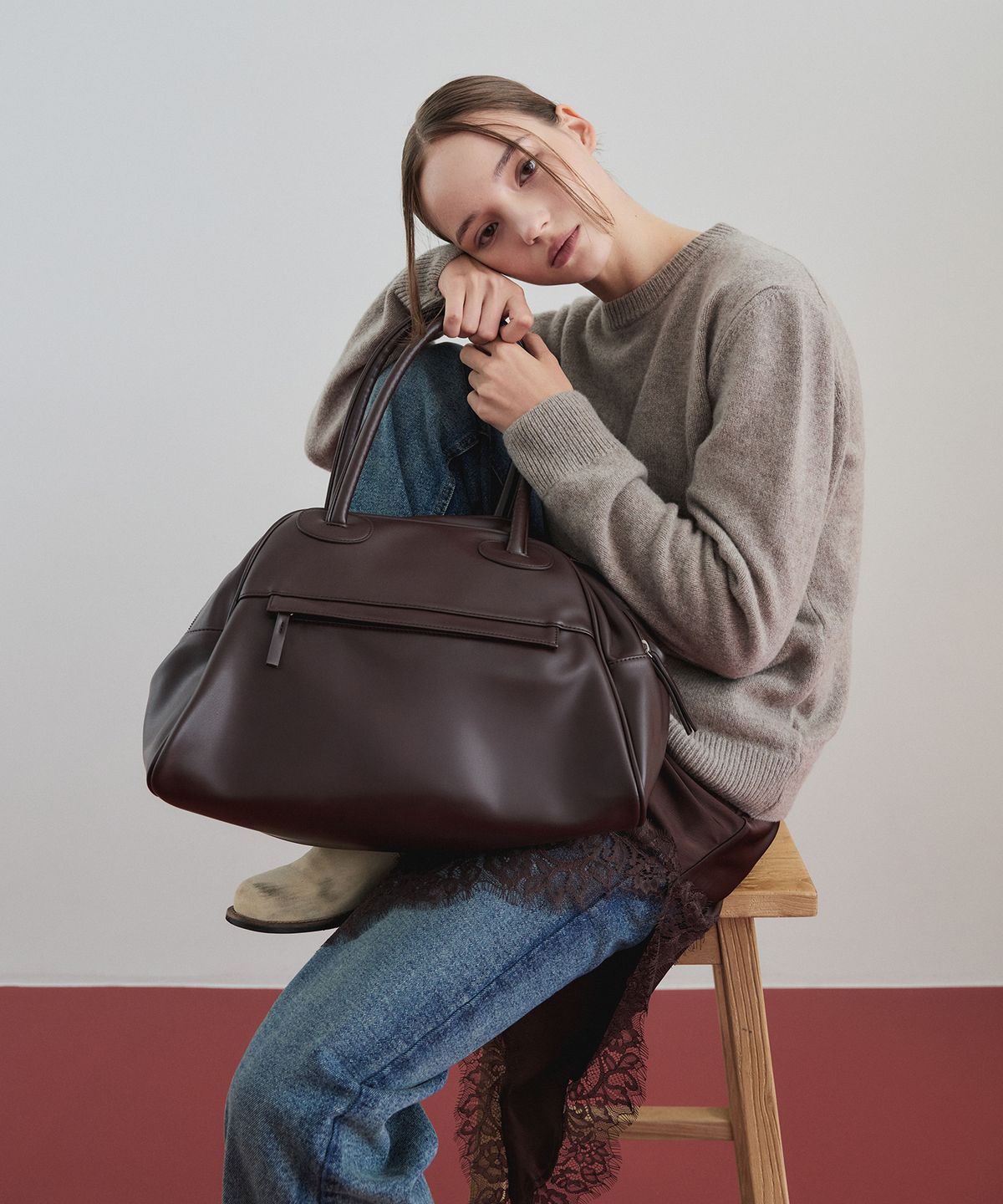 크리스틴프로젝트(CHRISTINE PROJECT) TWO ZIPPER BAG ORIGINAL(CACAO)