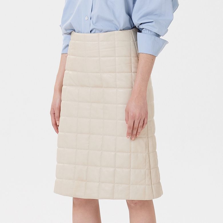 QUIL LEATHER SKIRTS IVORY