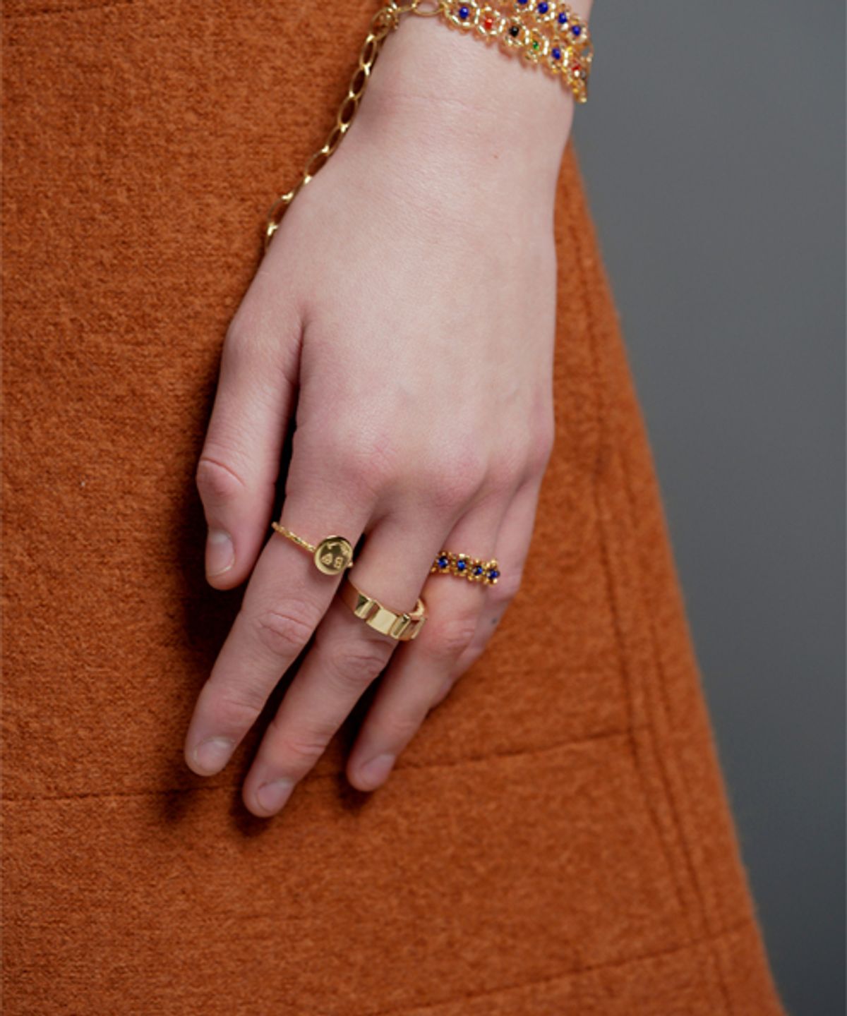 봉보(BONBEAU) Simple smile coin gold Ring 스마일 골드 코인반지