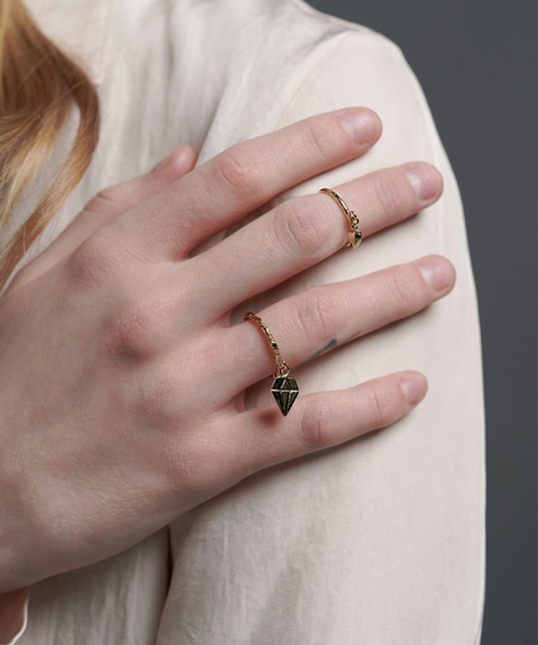 Double twist Dia drop Ring 더블 트위스트 링 다이아 달랑이 반지