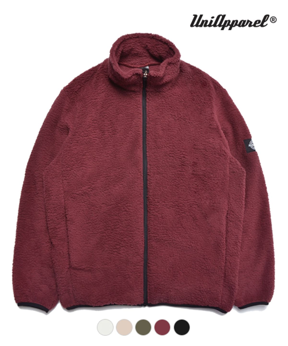 유니어패럴(UNI APPAREL) 양털 플리스 풀 집업 버건디