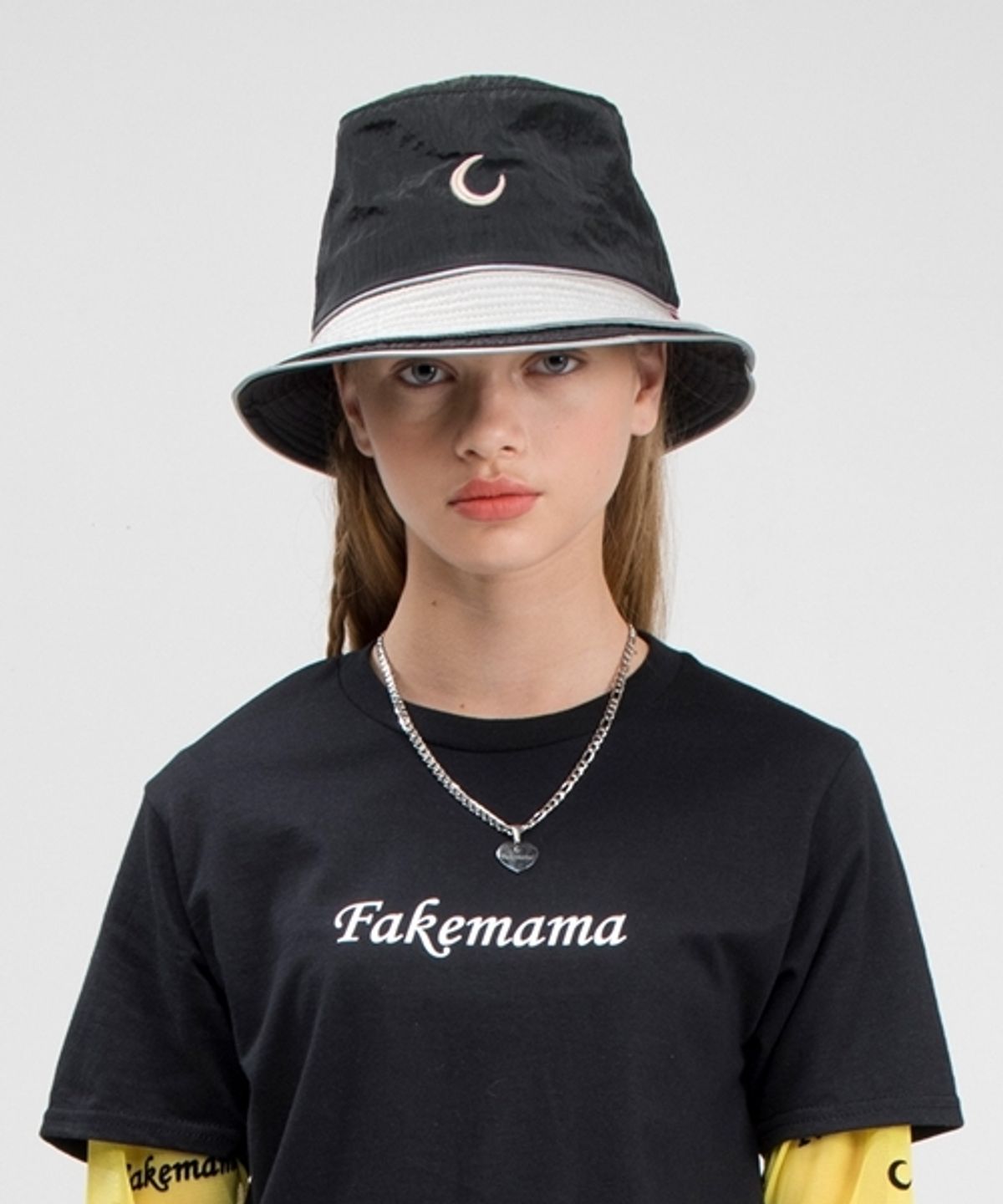 페이크마마(FAKEMAMA) 나일론 파이핑 버킷햇[BLACK]