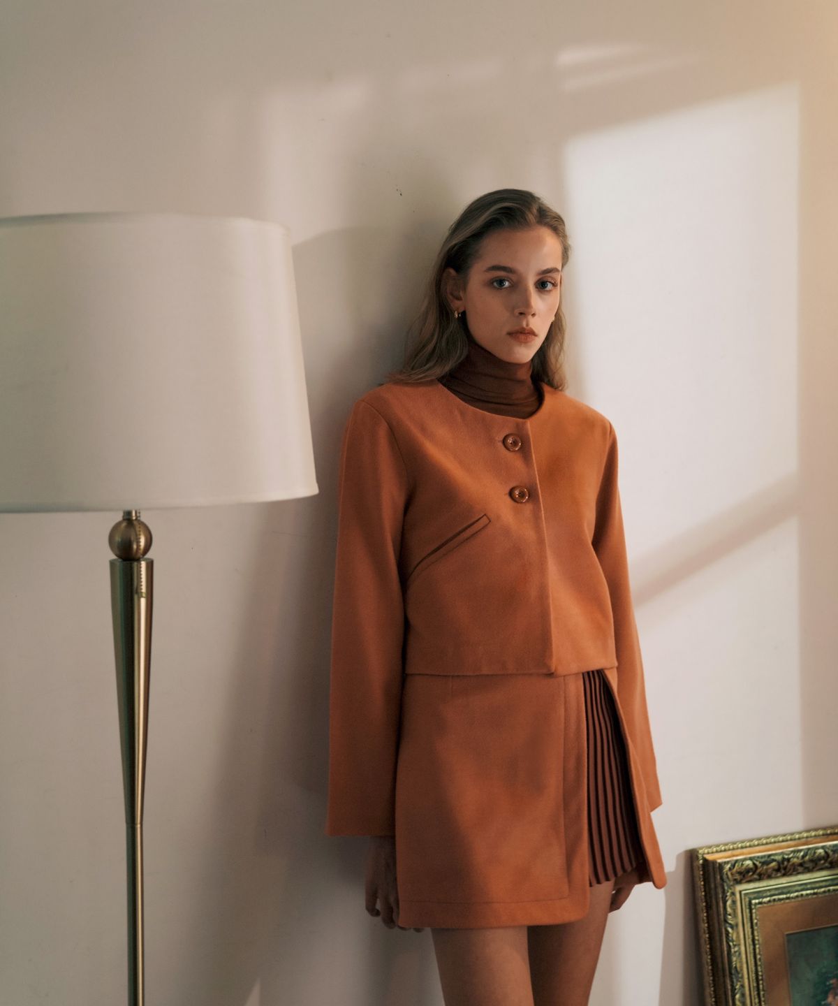 레트흐드레뚜왈(LETTRE DE LE TOILE) Colette pleated mini skirt (orange rust)