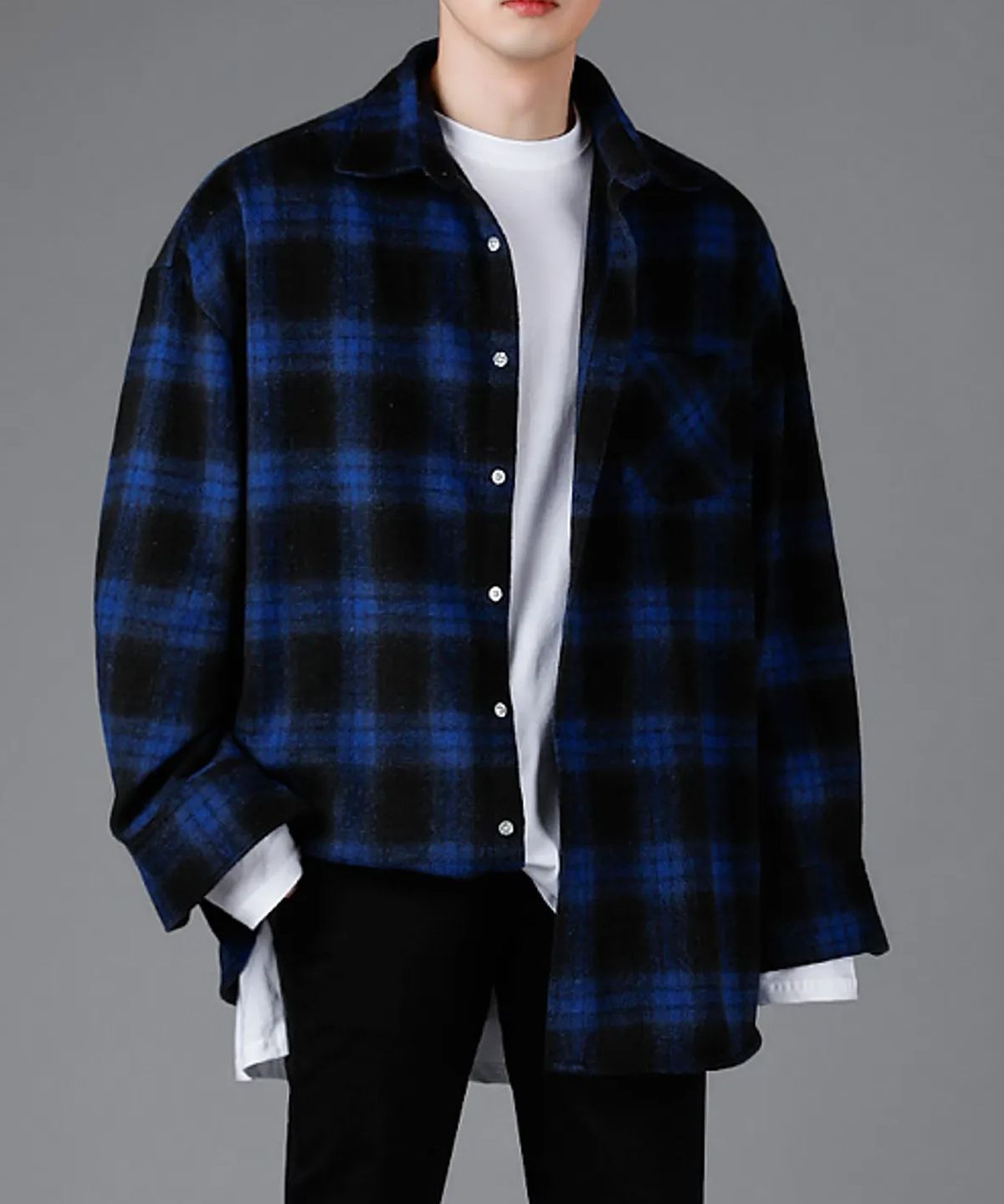 어반드레스(AVANDRESS) UNISEX FLEX CHECK SHIRT BLUE