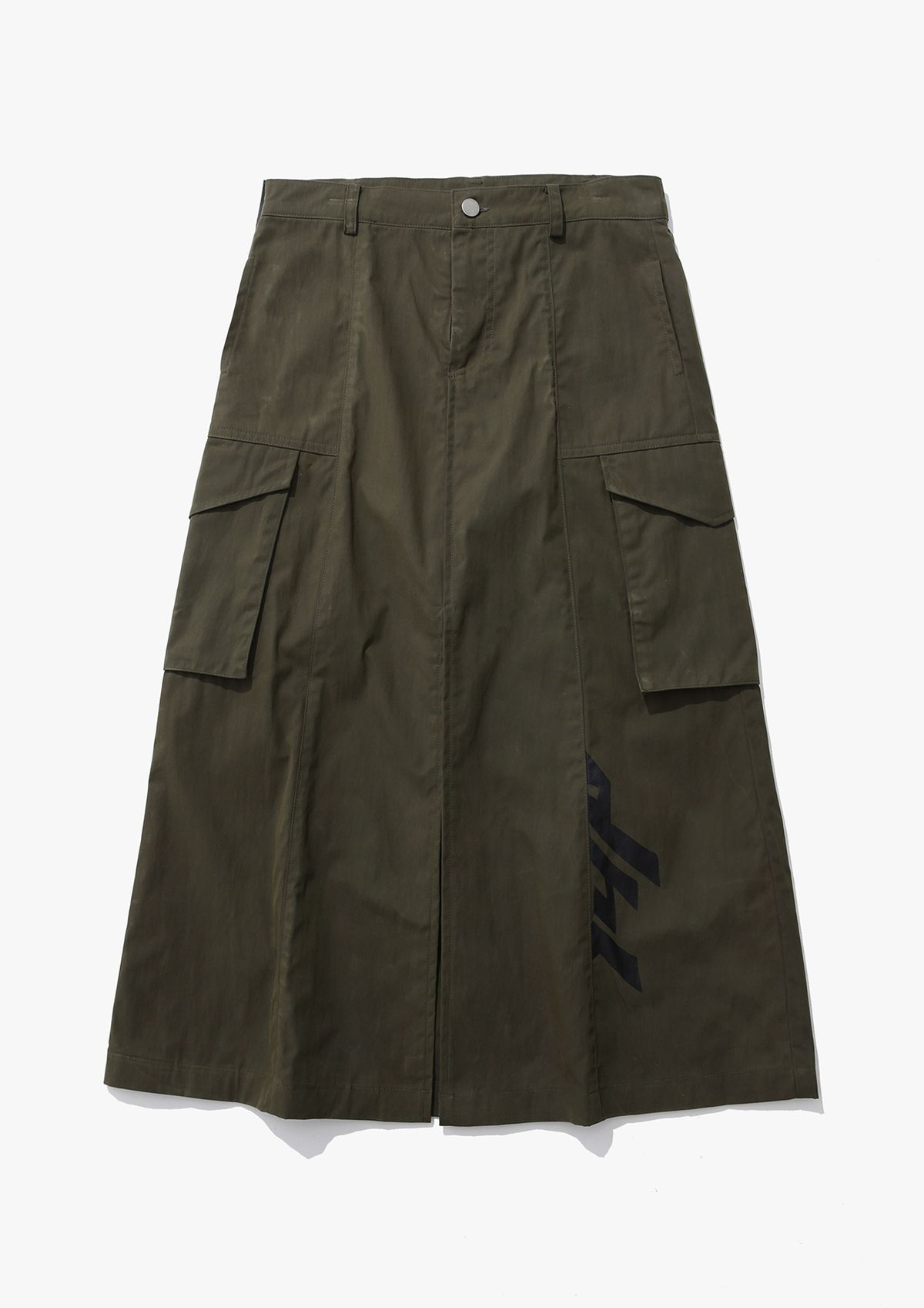 아이사피(I4P) wax 148 long skirt khaki