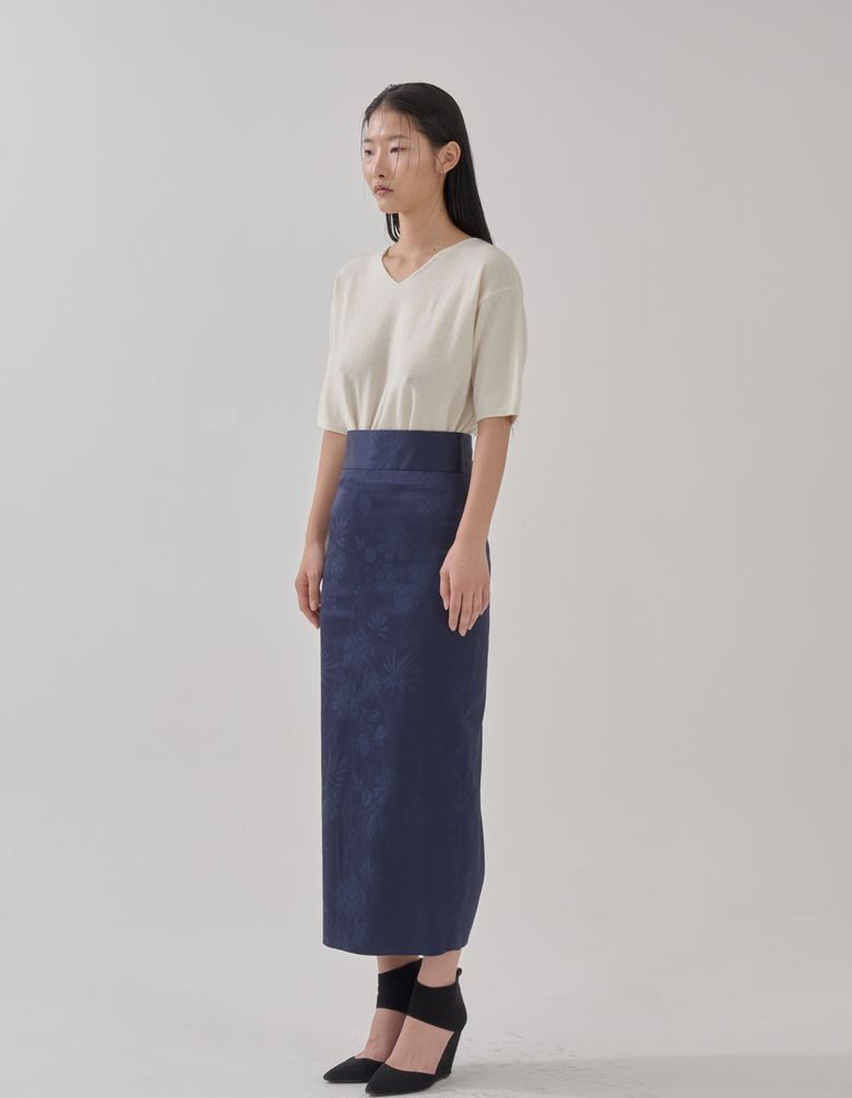 Korea flower skirts-Navy