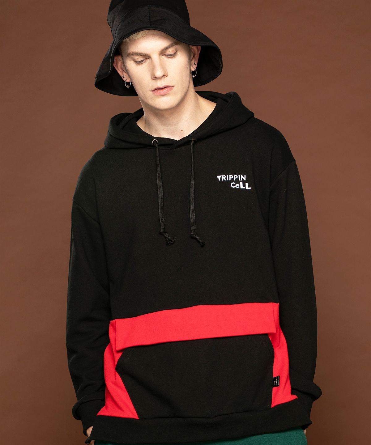 트리핀셀(TRIPPIN CELL) 아노락 배색 후디 후드티셔츠 (레드) anorak Hoodie
