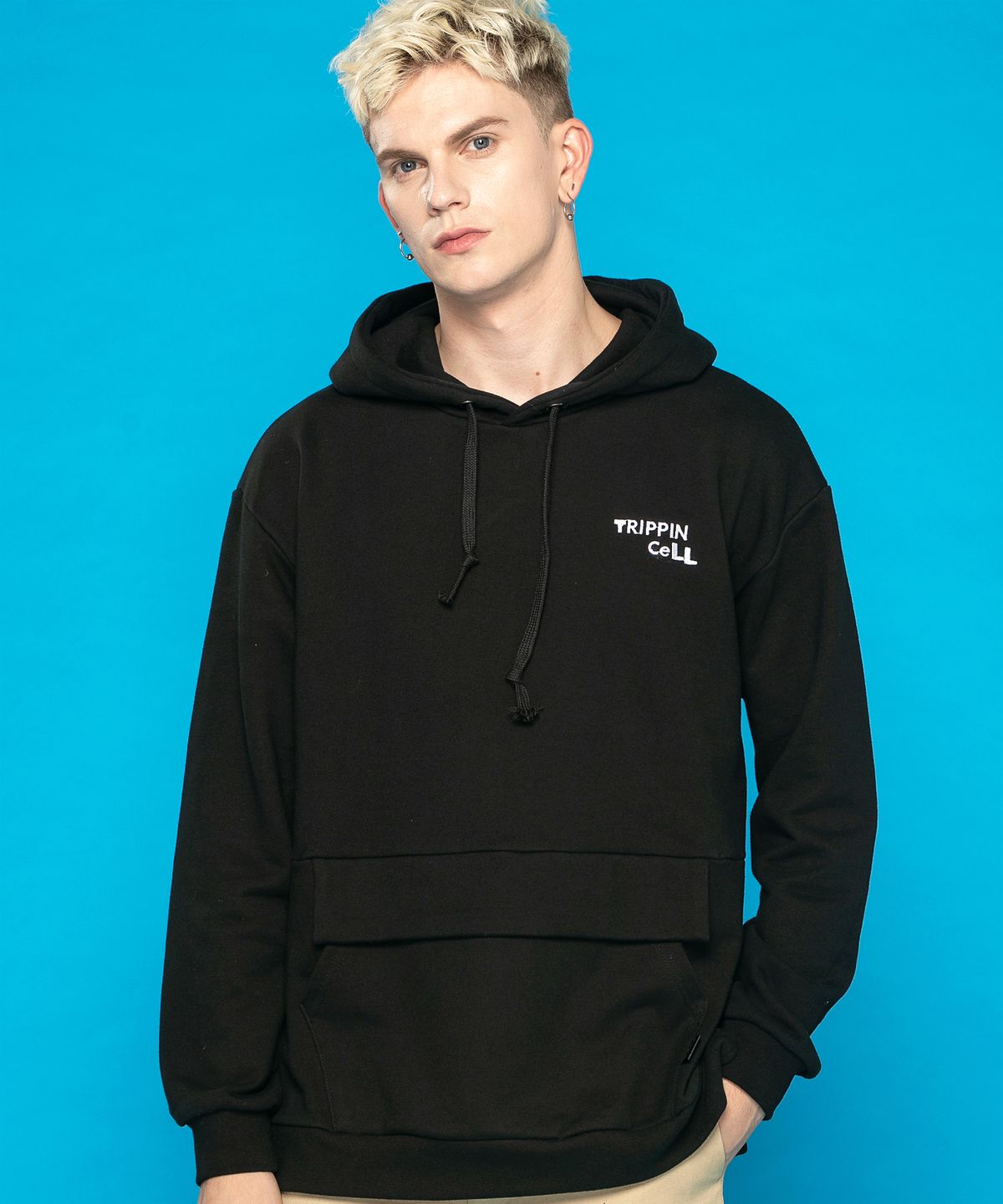 트리핀셀(TRIPPIN CELL) 아노락 배색 후디 후드티셔츠 (블랙) anorak Hoodie