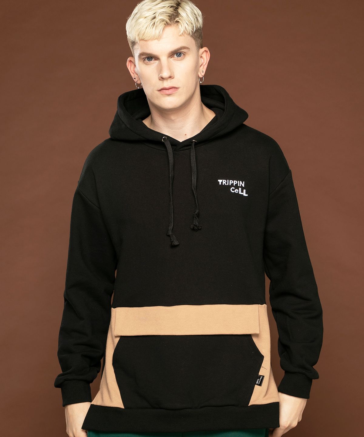 트리핀셀(TRIPPIN CELL) 아노락 배색 후디 후드티셔츠 (베이지) anorak Hoodie beige