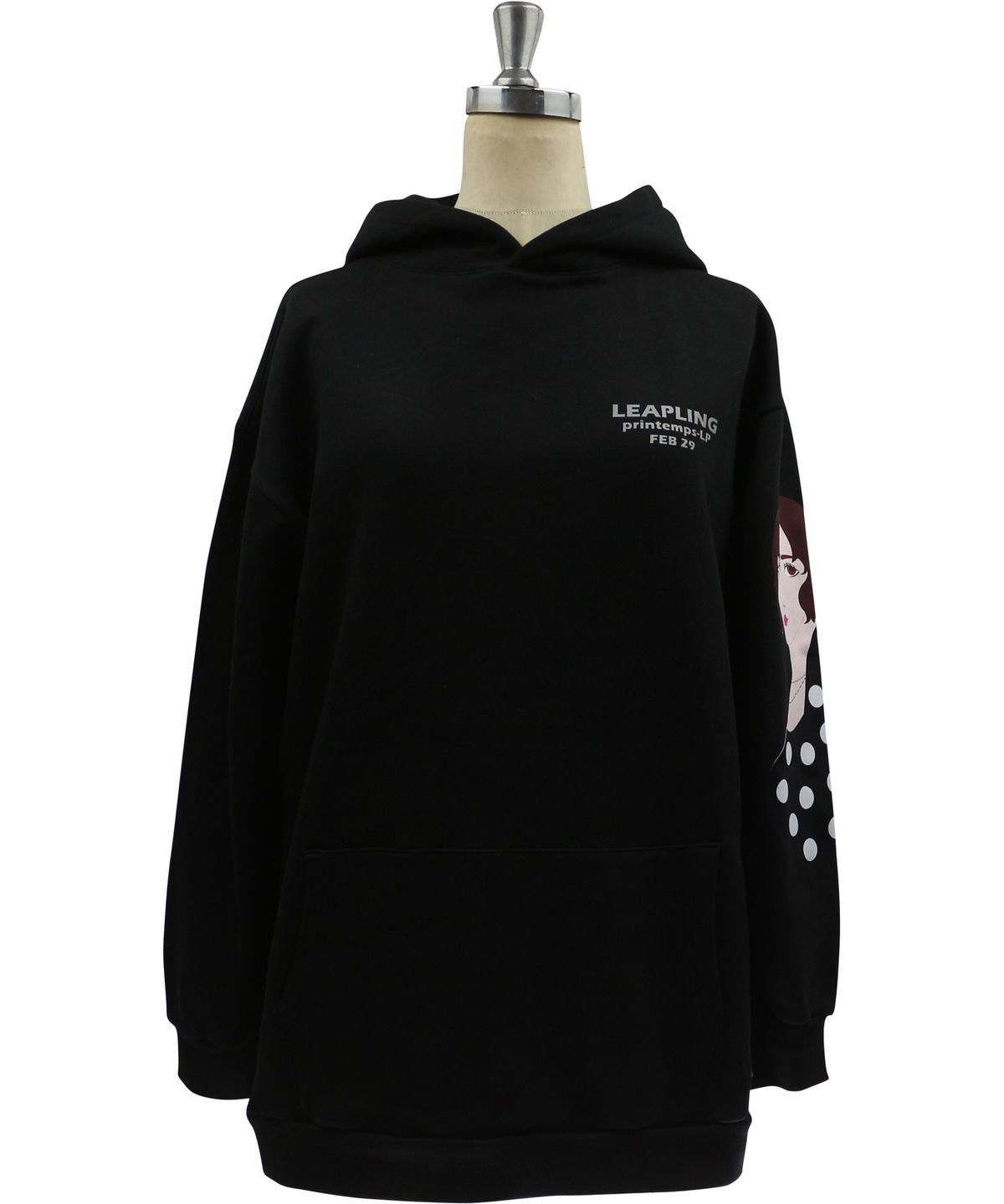 리플링(LEAPLING) BLACK HOODIE (도트여자)