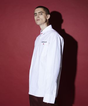 배색 스티치 오버사이즈 셔츠 아이보리