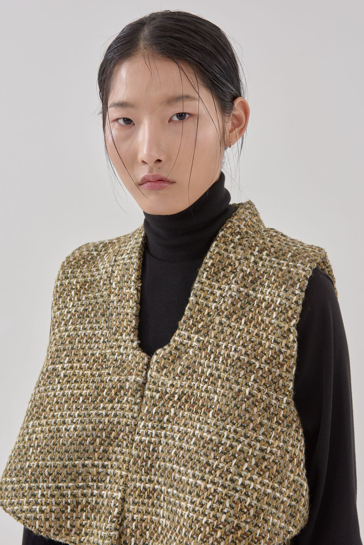 고목(KOMOK) 배자 조끼 (Korea short vest-Olive tweed)