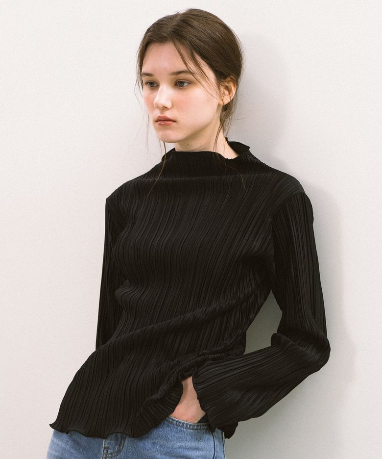 PLEATED T-SHIRT_BLACK