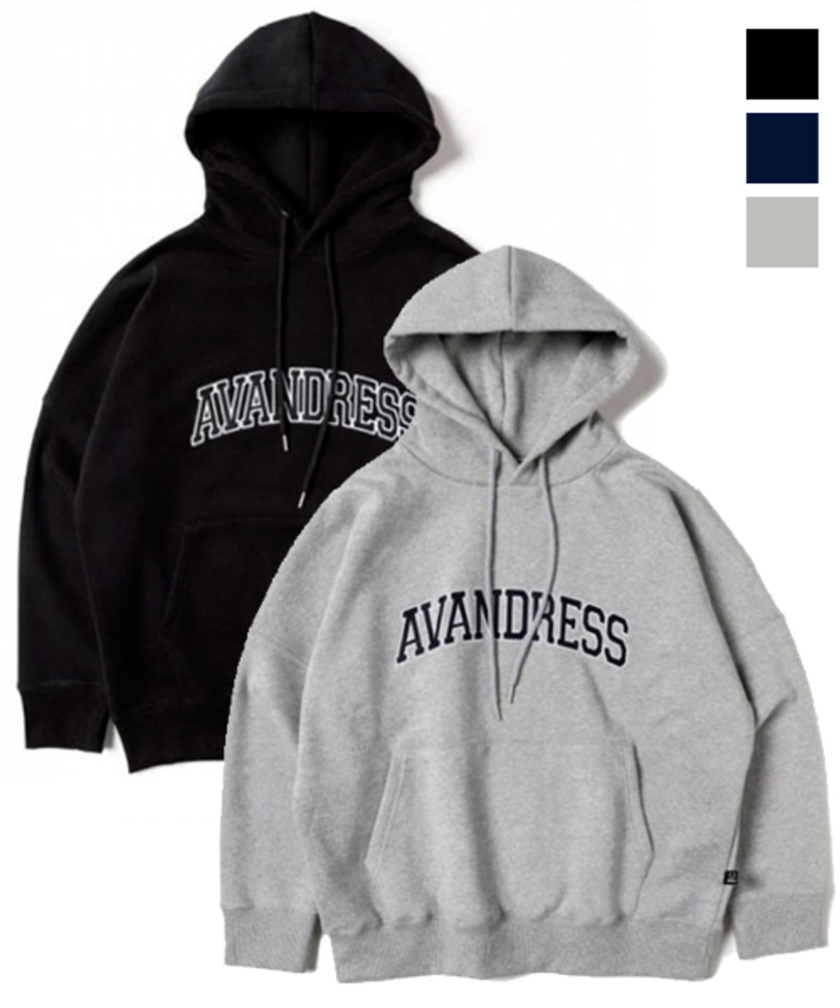 어반드레스(AVANDRESS) UNISEX OVERFIT APPLIQUE HOODIE - 3COL