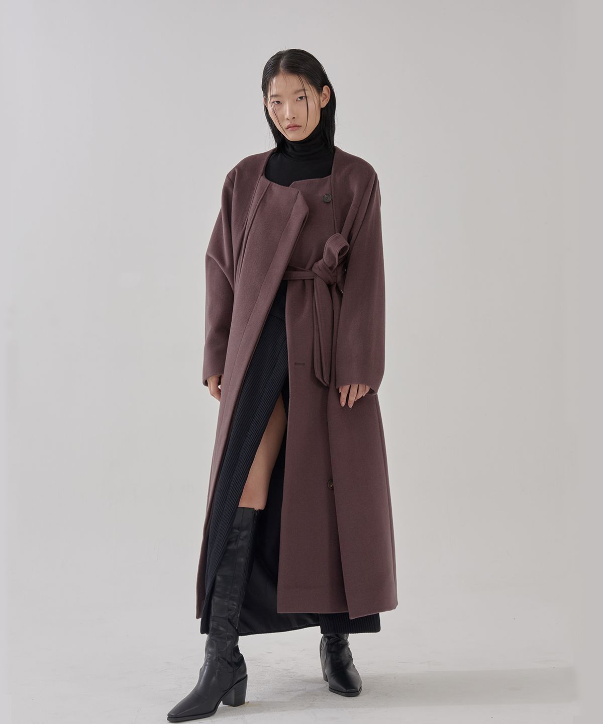 고목(KOMOK) 두루마기 원피스 코트 (Durumagi one piece coat-Deep brown)
