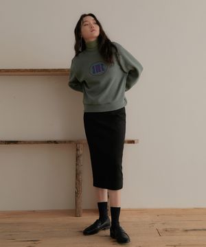 SUEDE BACK SLIT SKIRT BLACK