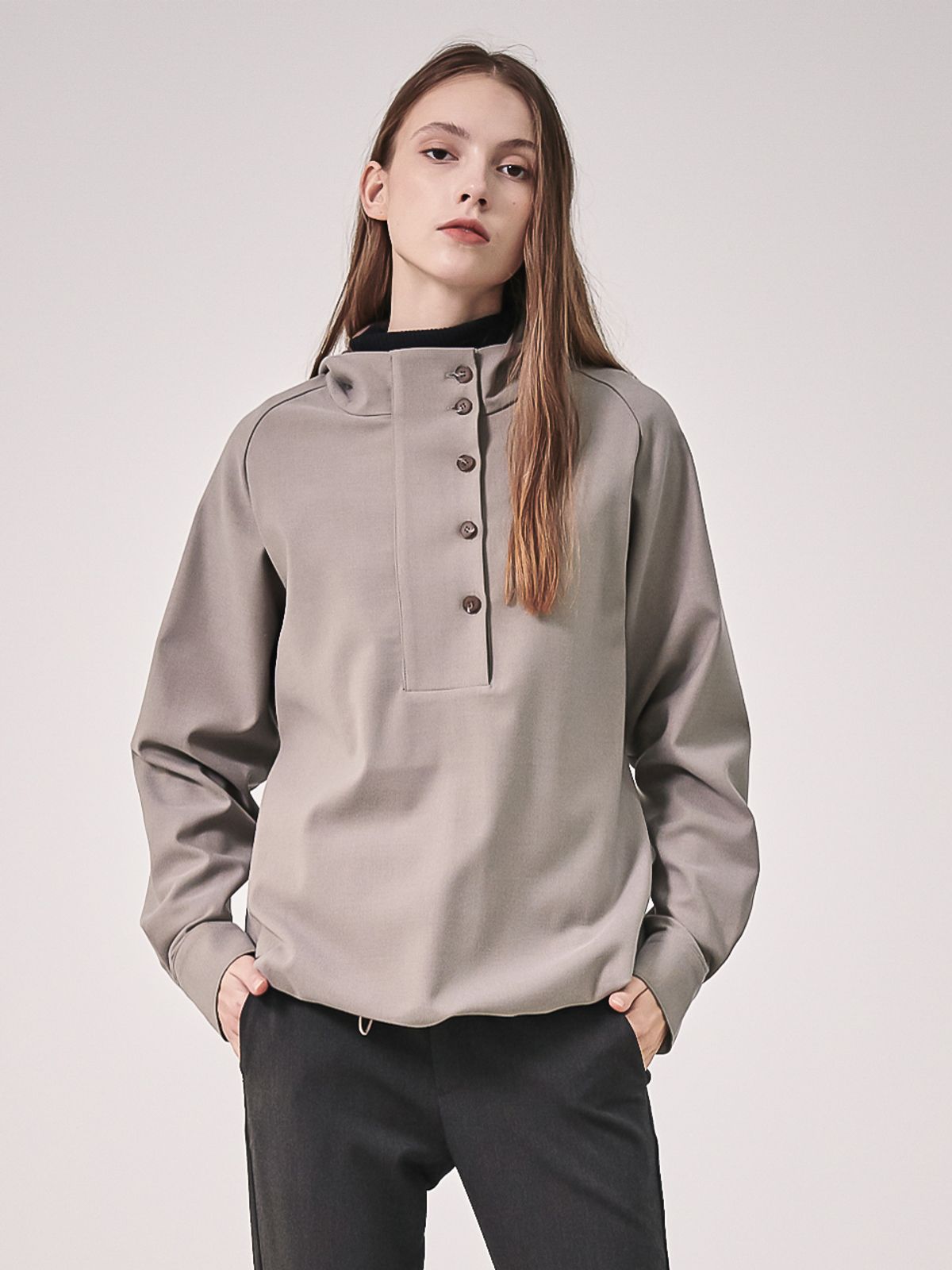 아쿠드(ACUD) Gaia Wide Fly Hoodie Blouse_Beige