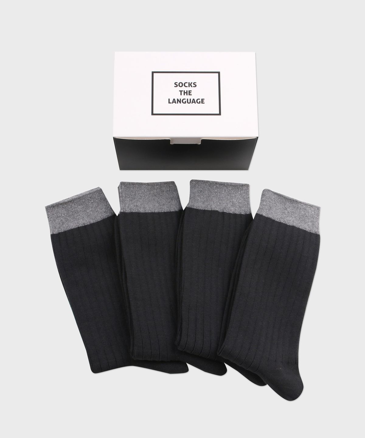 삭스더랭귀지(SOCKS THE LANGUAGE) 남성 솔리드 정장양말 (챠콜4SET)