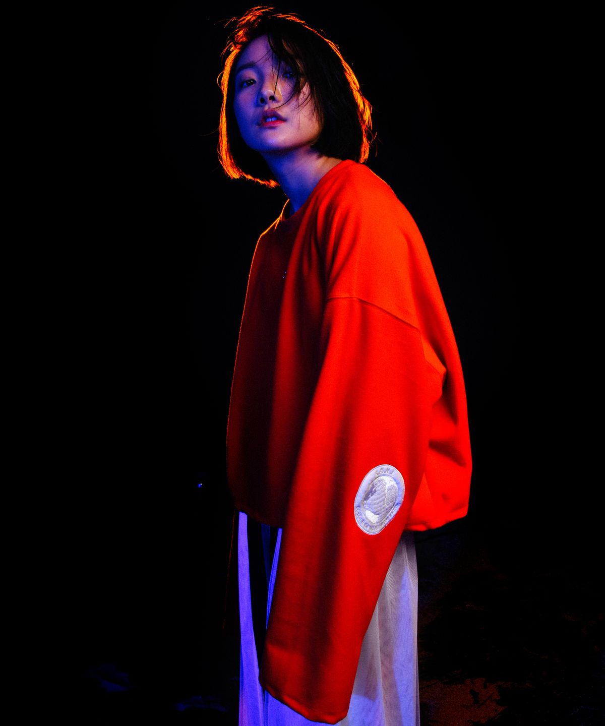 씨오엠이(COME) [UNISEX] Oversized Heat Technical Pullover (Orange)