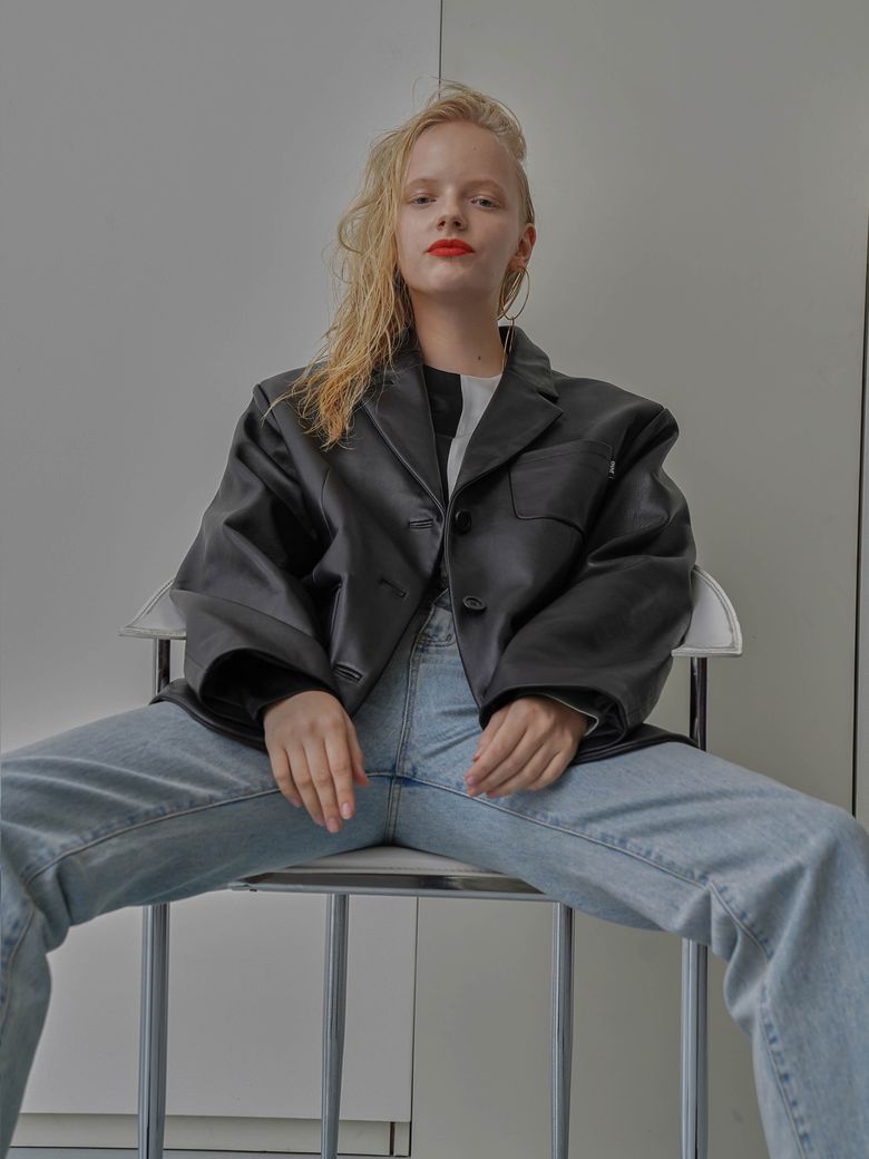 Oversized Lamb Skin Jacket Black