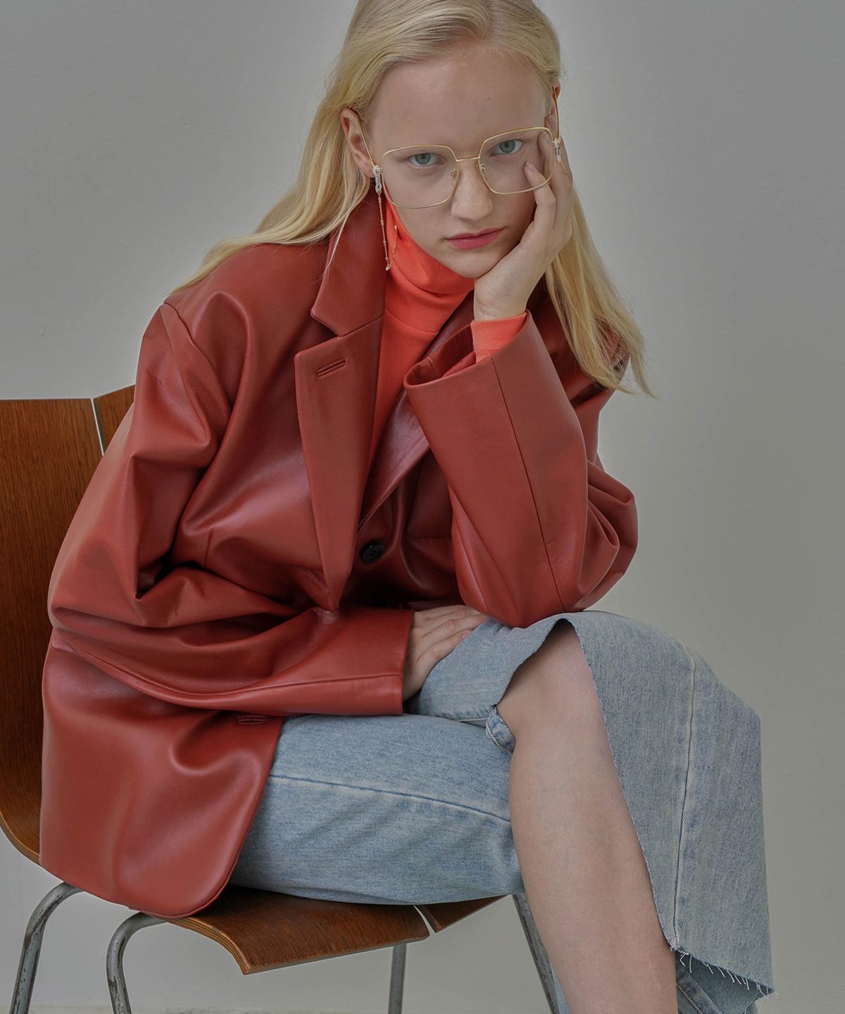 온느(ONNE) Oversized Lamb Skin Jacket Brown
