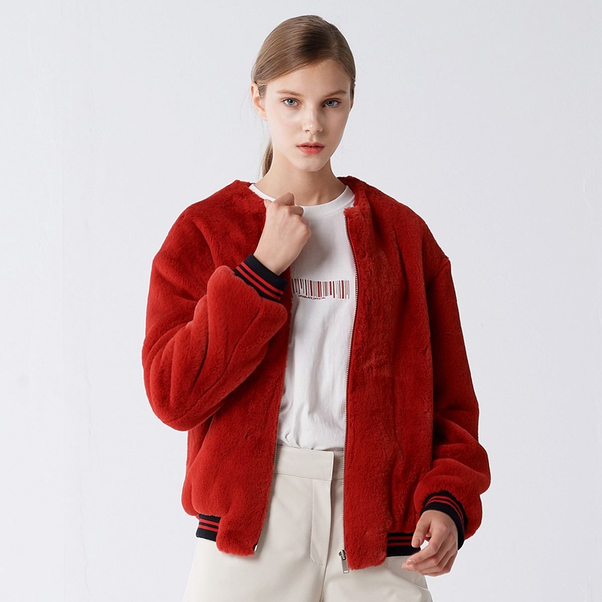 핀블랙(PINBLACK) SHORT MUSTANG BLOUSON RED