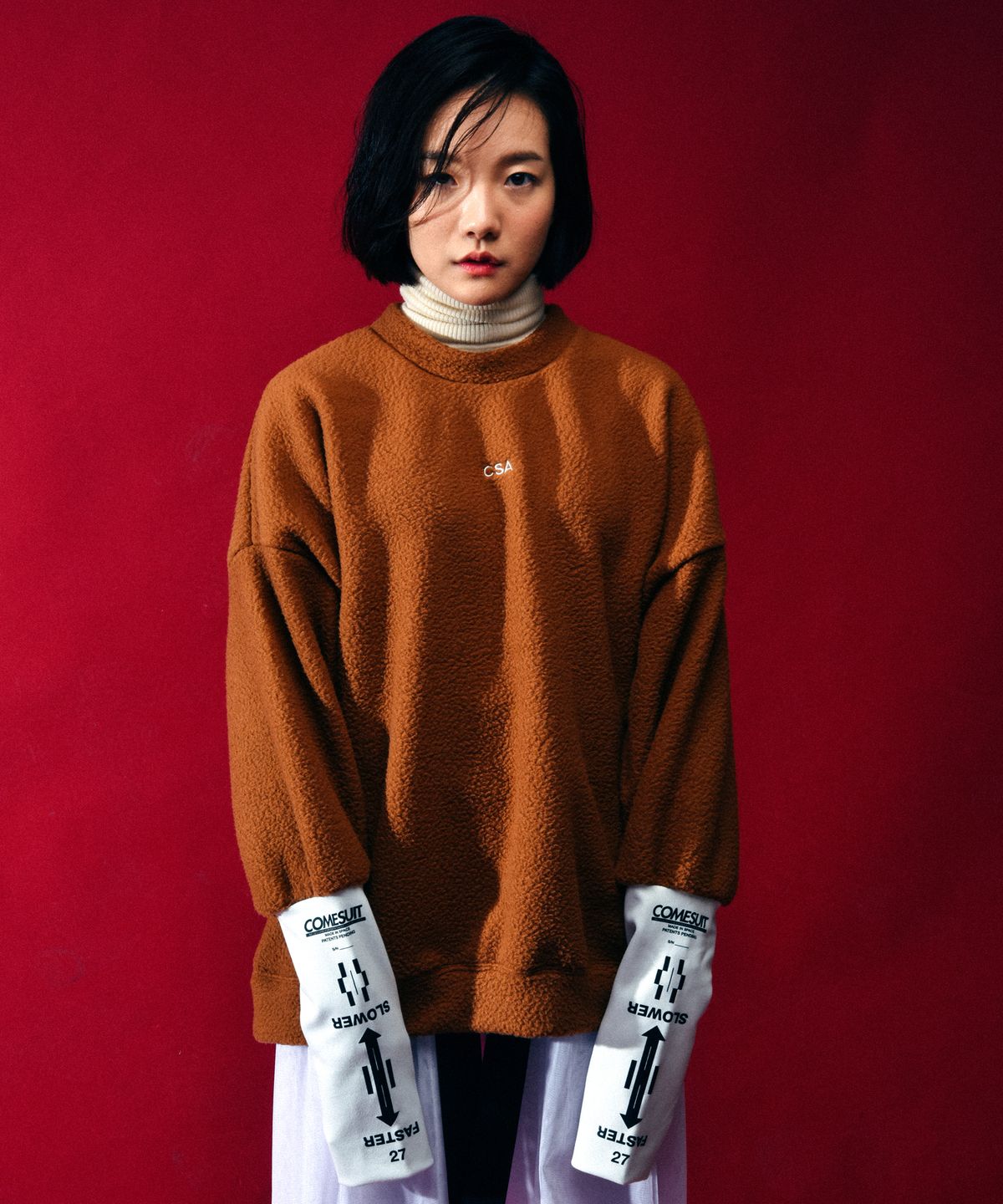 씨오엠이(COME) [UNISEX] Arm-Warmer Fleece Pullover (Brown)