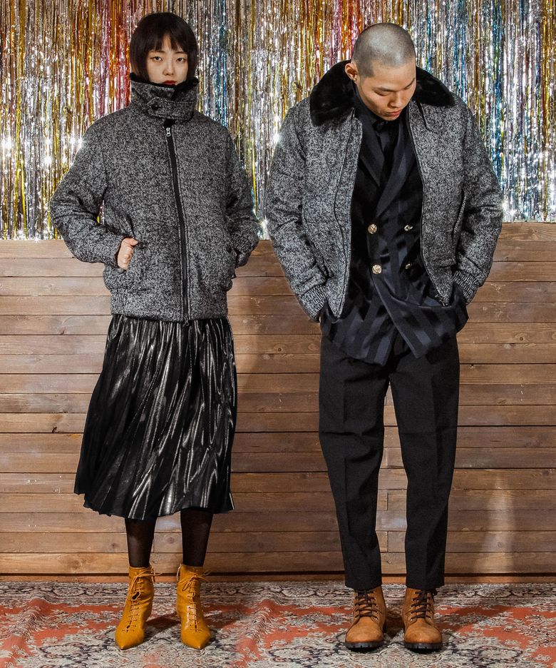 UTO-FB21 울 모직 패딩 항공 점퍼[black/grey/navy(UNISEX)]