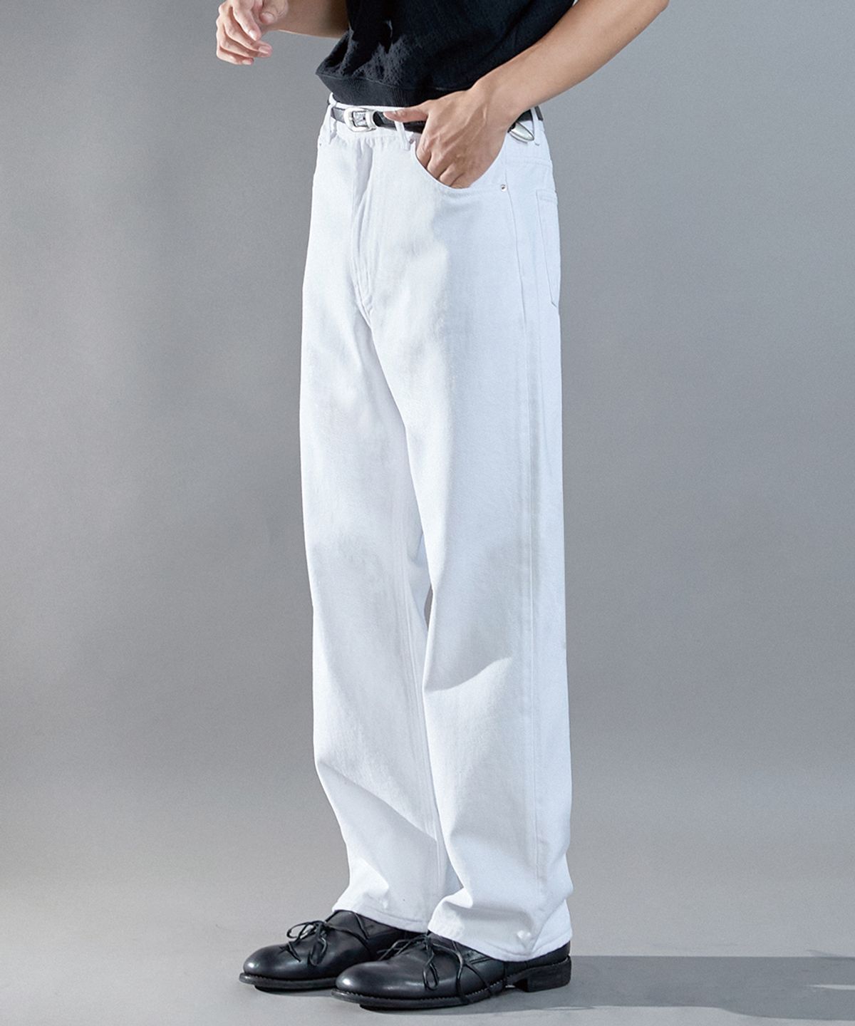 오더아카이브(ORDER ARCHIVE) Minimal wide jeans - 화이트진