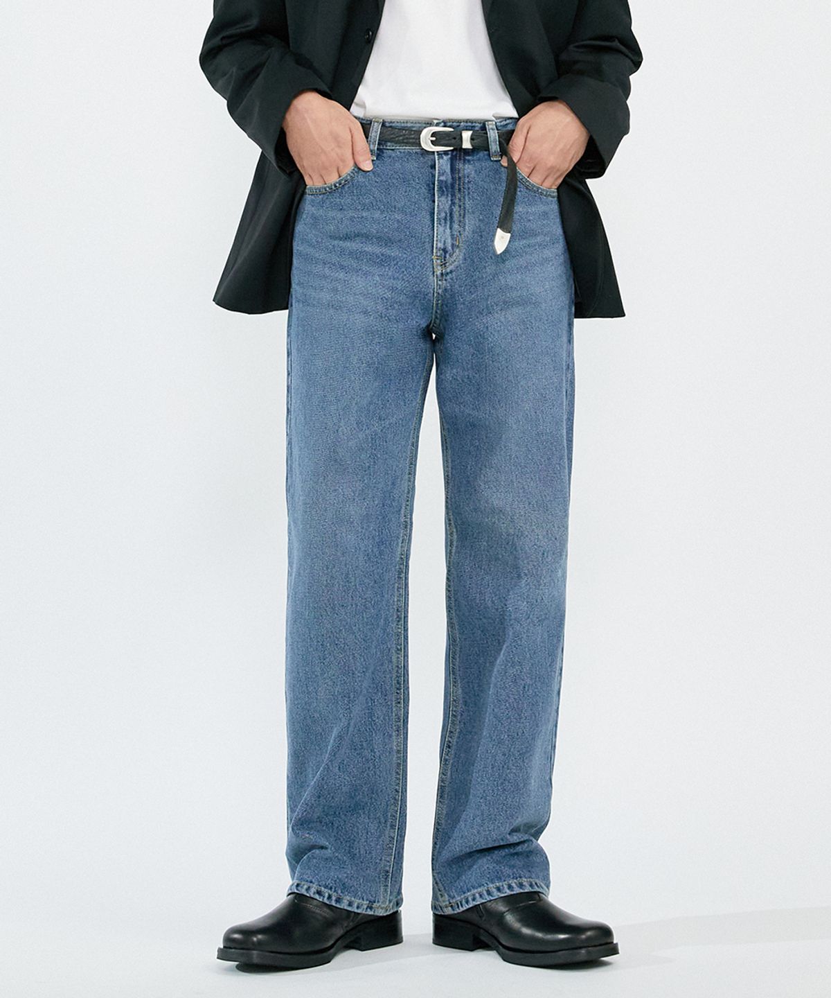 오더아카이브(ORDER ARCHIVE) Minimal wide jeans - 워시드블루