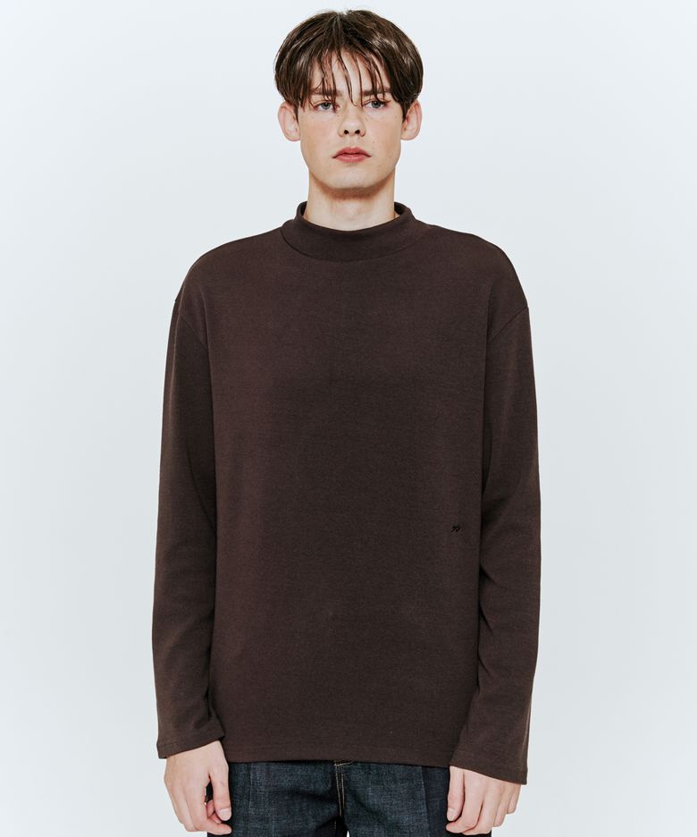 247 로고 모크넥 티셔츠 브라운