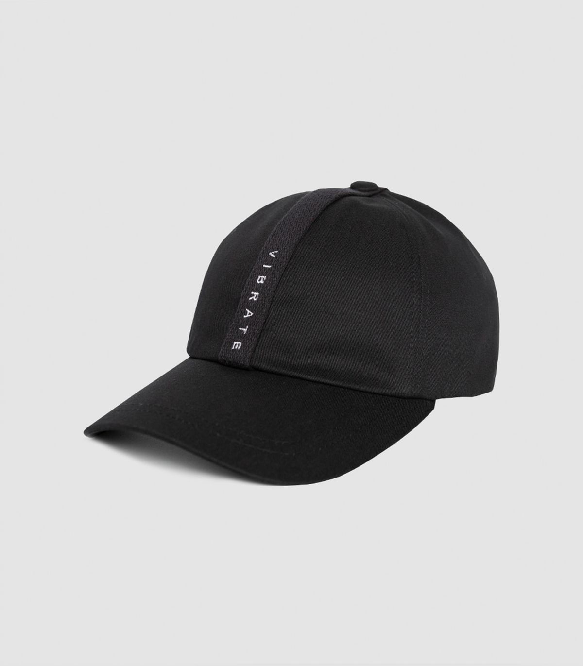 바이브레이트(VIBRATE) VERTICAL WEBBING LOGO BALL CAP (BLACK)