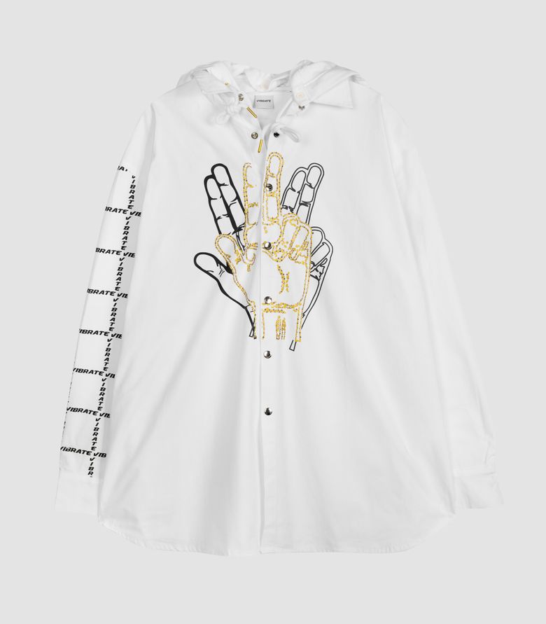 GOLDLINE CENTER FINGER HOODIE JACKET (WHITE)